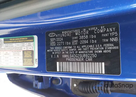 2025 Hyundai Elantra Sel Convenience from USA, damaged, VIN KMHLS4DG2SU892250
